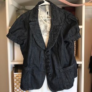 PLUS SIZE SHORT SLEEVE DENIM CARDIGAN JACKET